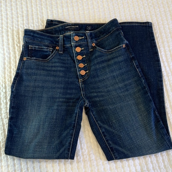 🍀Like New Lucky Brand Mid Rise Skinny Ava Dark Blue Button-Fly Jeans in Size 4 - Picture 8 of 10